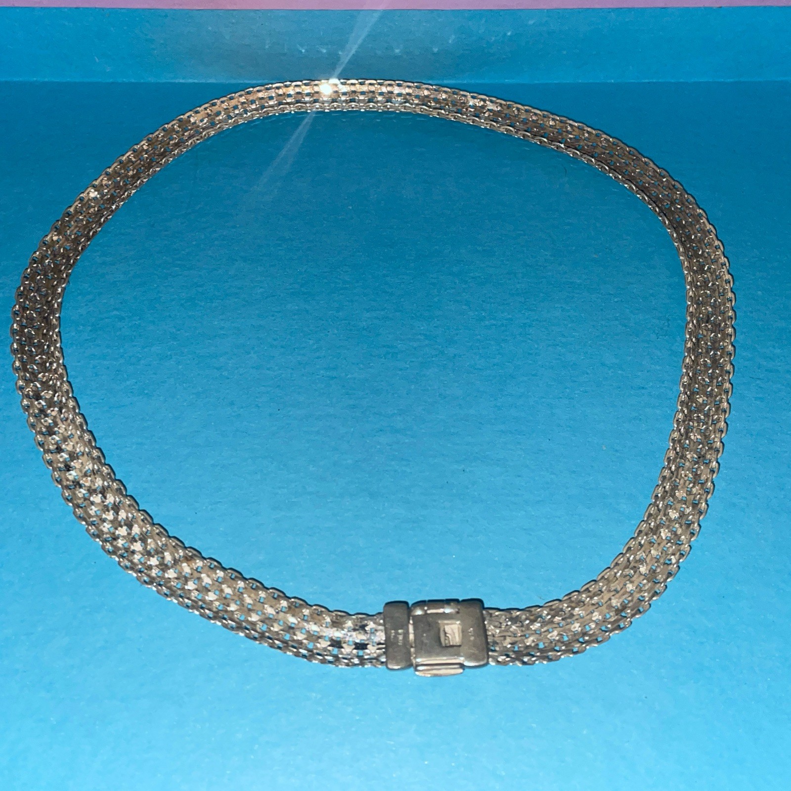 Italy 925 Silver 17 Mesh Chain Necklace Antique Jewelry 377 grams G2U