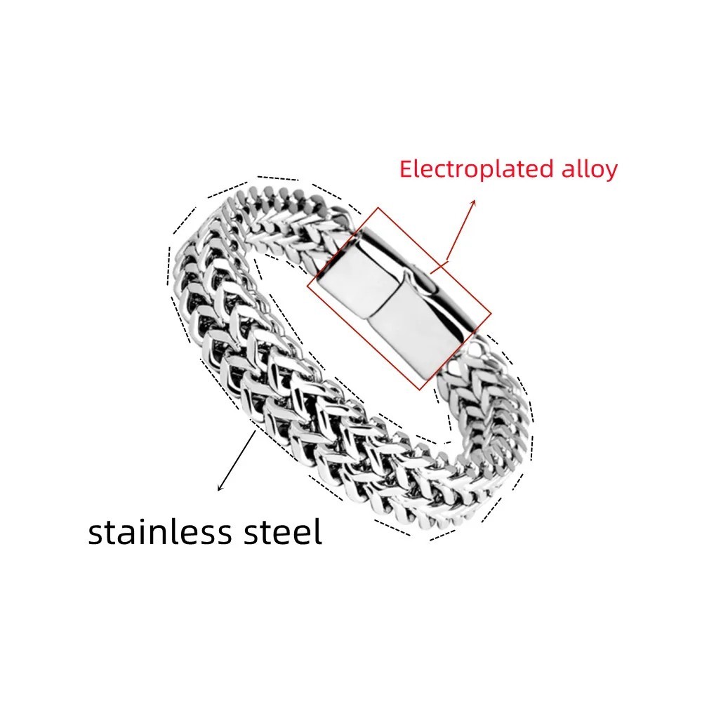 1pc -Stainless Steel Braided Men’s Bracelet Cuban Link Chain for Men and Women