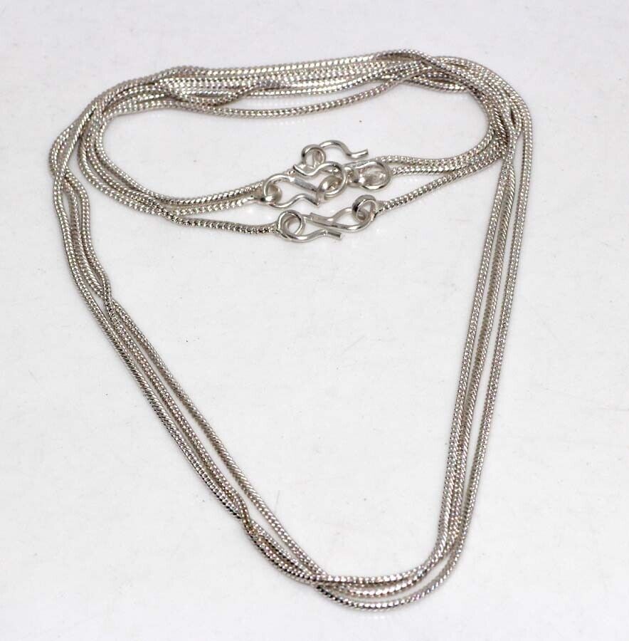 3 Pcs Lot Plain Silver Snake Chain Set 925 Silver Plated Necklace 16″ JW