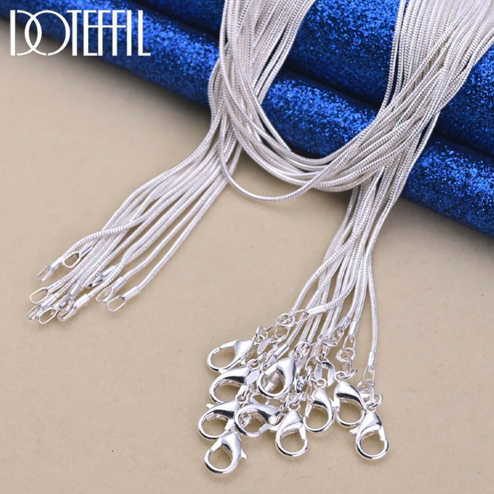 5/10PCS wholesale 925 sterling solid silver 1MM 16-30inch snake chain necklace