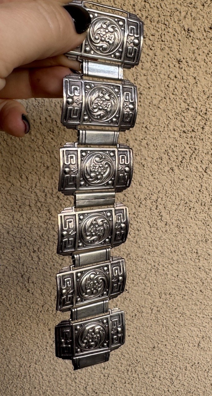 Vintage Candida Sterling Silver 63.6 gr Panel Wide Bracelet #1
