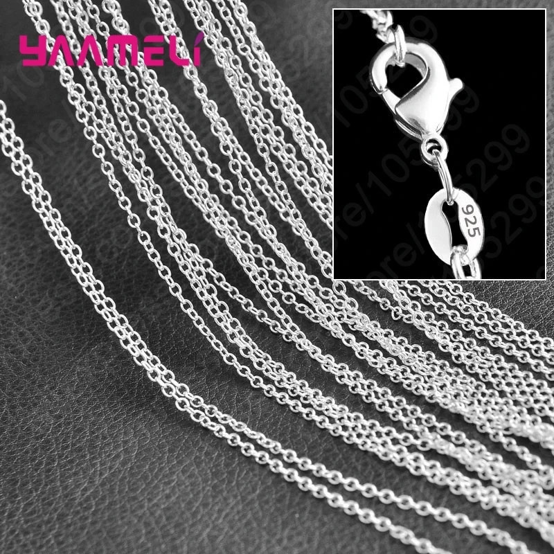 Wholesale 10pcs 925 Sterling Solid Silver 1mm 16inch -24inch Rolo Chain Necklace