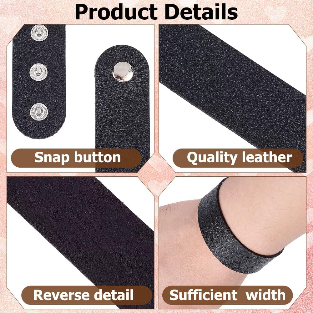 12PCS 8.98 X 0.98 Inch PU Leather Bracelet Blanks Adjustable Plain Wristband Bul