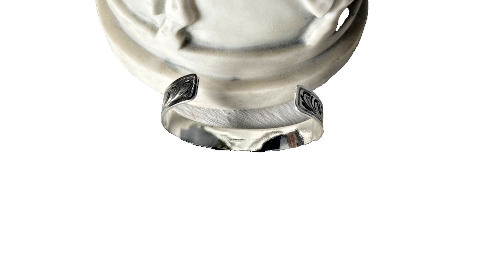 Western Womens Bracelet 6 3/8 x 1/2 in Band Silver Cuff Cowboy Adjustable