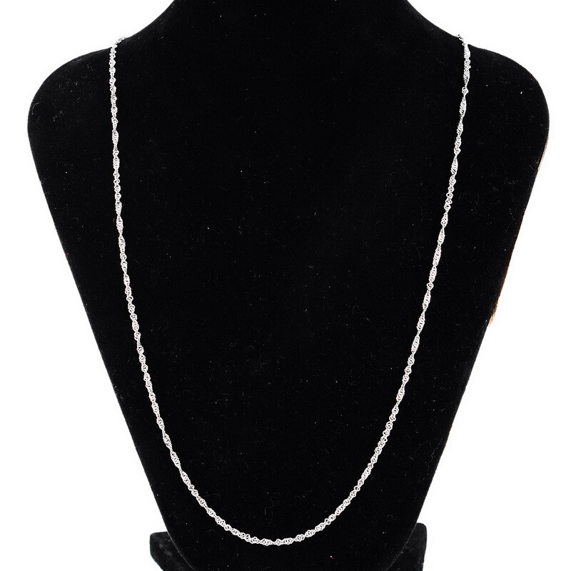 Stainless Steel Water Wave Chain Necklace 55-70 cm length, 2 mm width