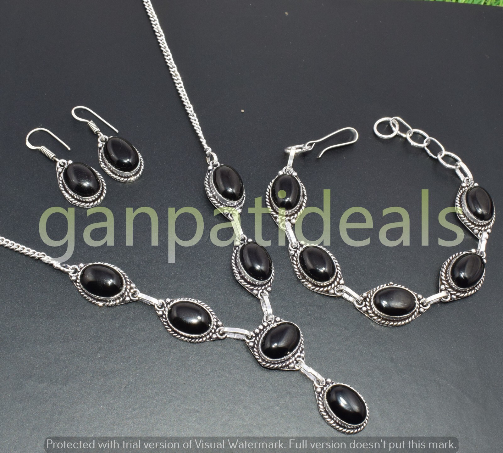 Black Onyx Gemstone 3pcs Combo Set 925 Silver Plated Wholesale Lot Jewelry