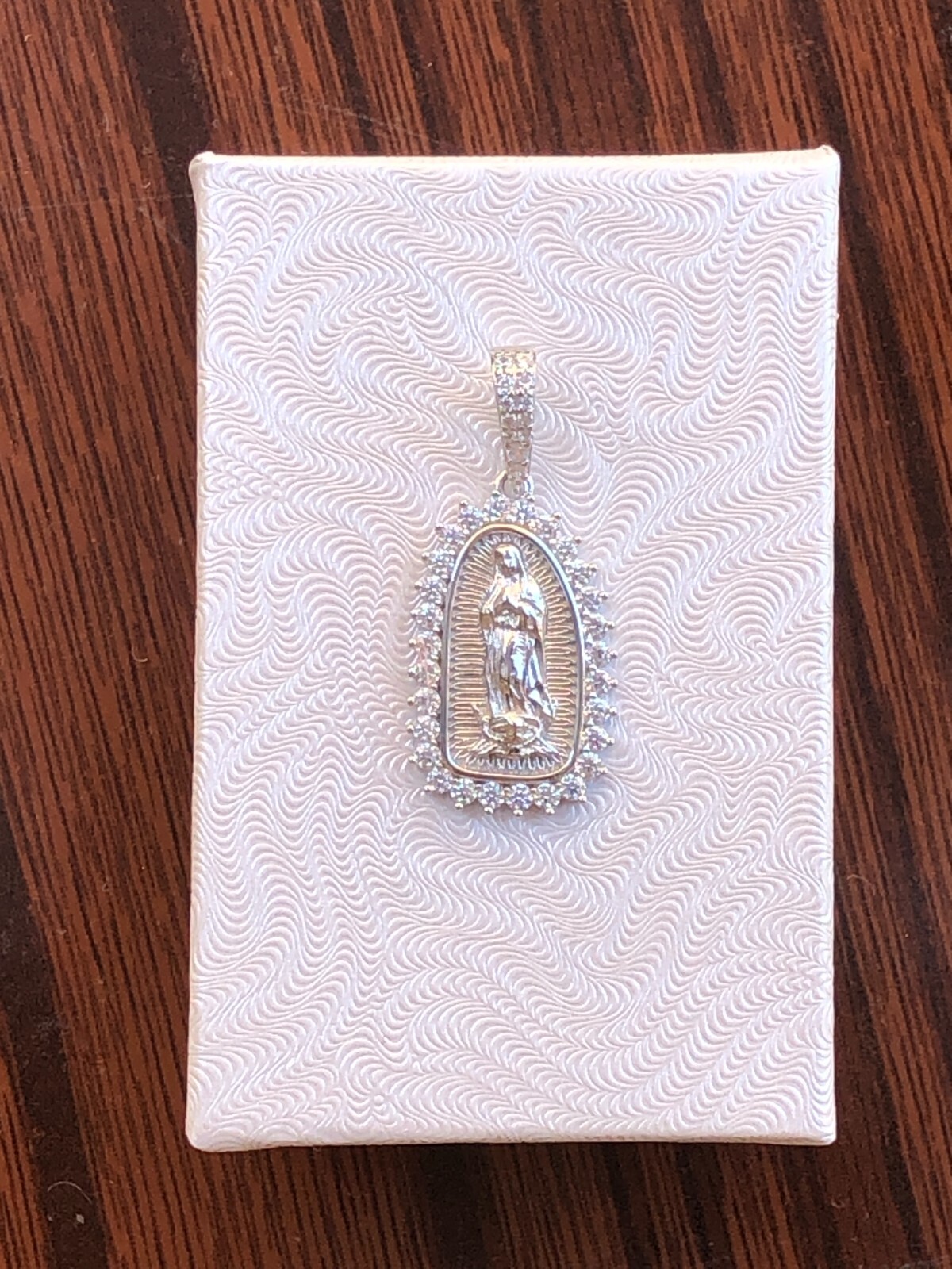 925 Sterling Silver Guadalupe CZ Pendant Women Girls 20mm(0.79″)/32mm(1.26″)