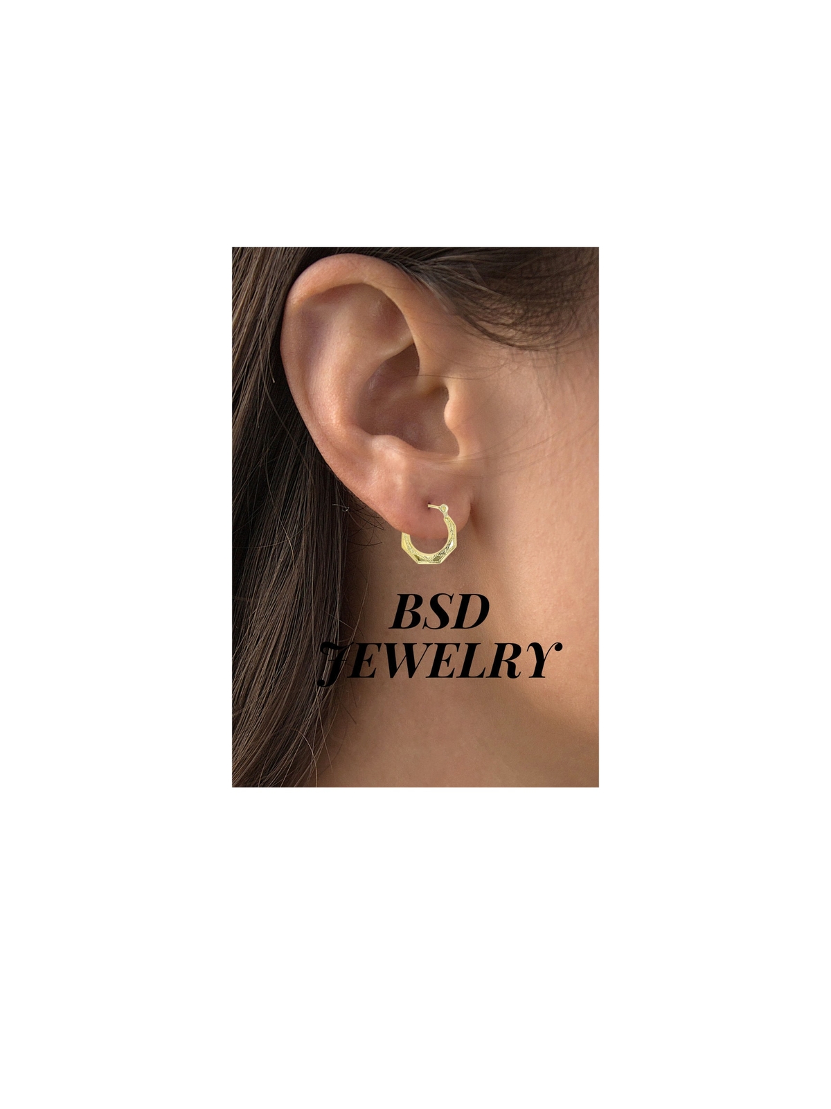 10K Solid Yellow Gold Polished Hexagon Shaped Women’s & Kids Earrings 16MMX2.5MM