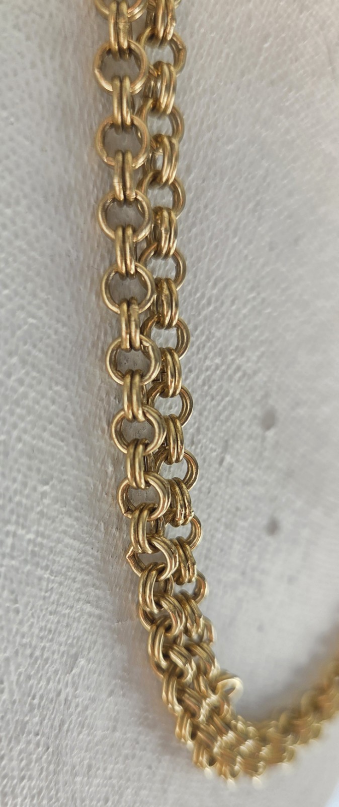 36 Inch Long Gold Tone Double Link Rolo Cable Chain Necklace Costume Victorian