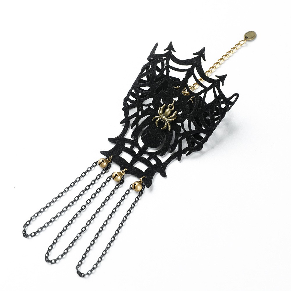 Gothic Spider Web Bracelet Black Halloween Party Jewelry for Women