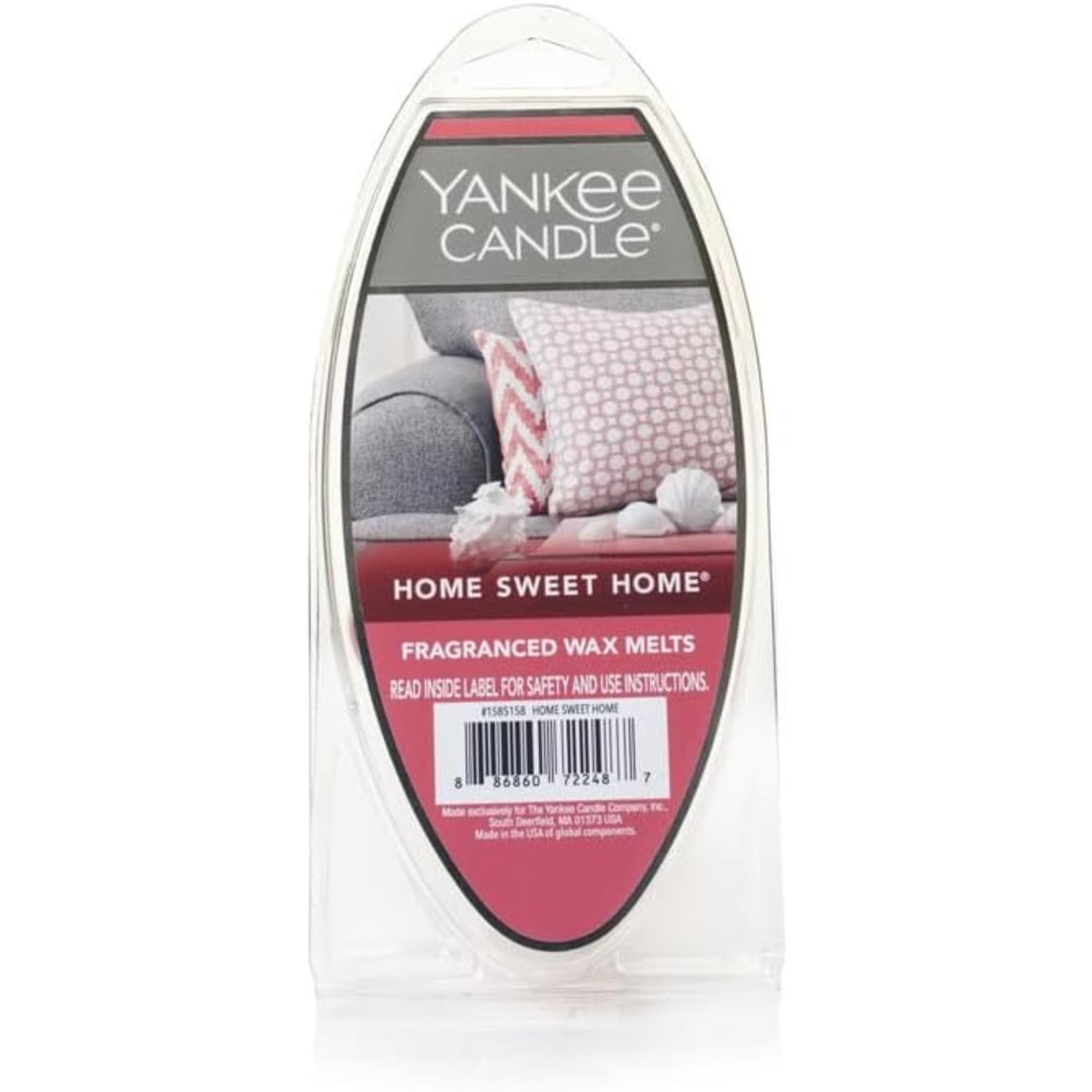 Yankee Candle Home Sweet Wax Melts 6 6 Count (Pack of 3), Medium Red