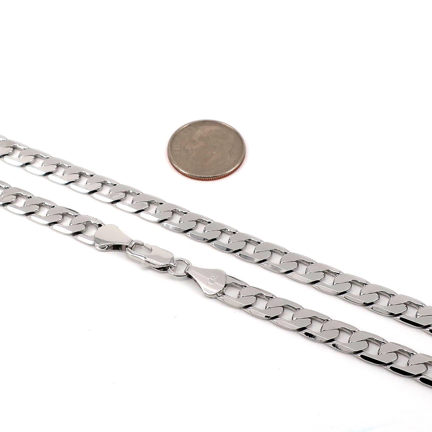 Men’s 12 Piece 6mm Cuban link Chain Necklace 14k White Gold Plated Wholesale