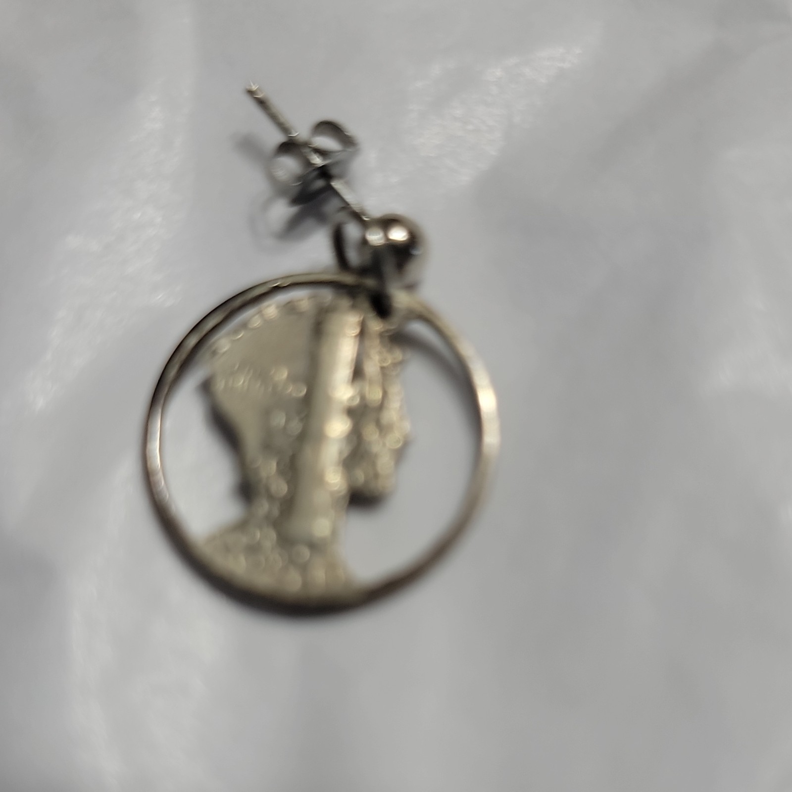 Vintage 1942 Mercury Dime Hand Cut Coin Sterling Silver Necklace & Earrings Set