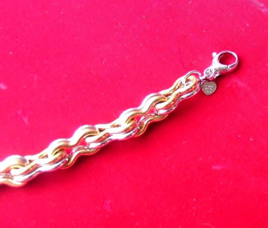 Bronzo Italy solid polished double link two-tone bracelet