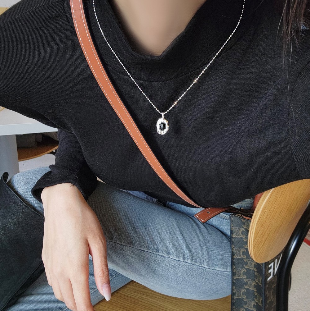 925 Sterling Silver Bold Hammered Black Onyx Pendant Necklace Gold Silver
