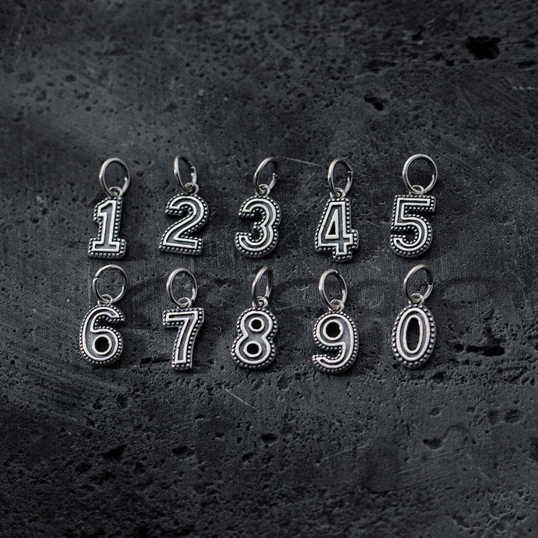 925 Sterling Silver Digital Number Dangle Charm A2659