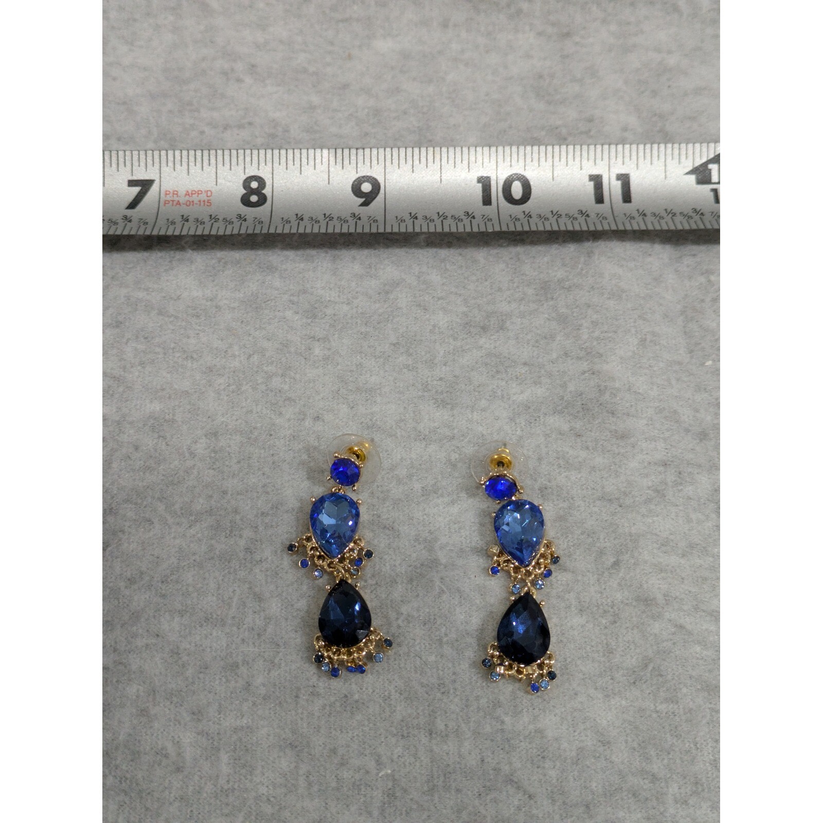 Sapphire Earring Gold Tone Faceted Classic Pretty Dangle Drop Stud Earrings