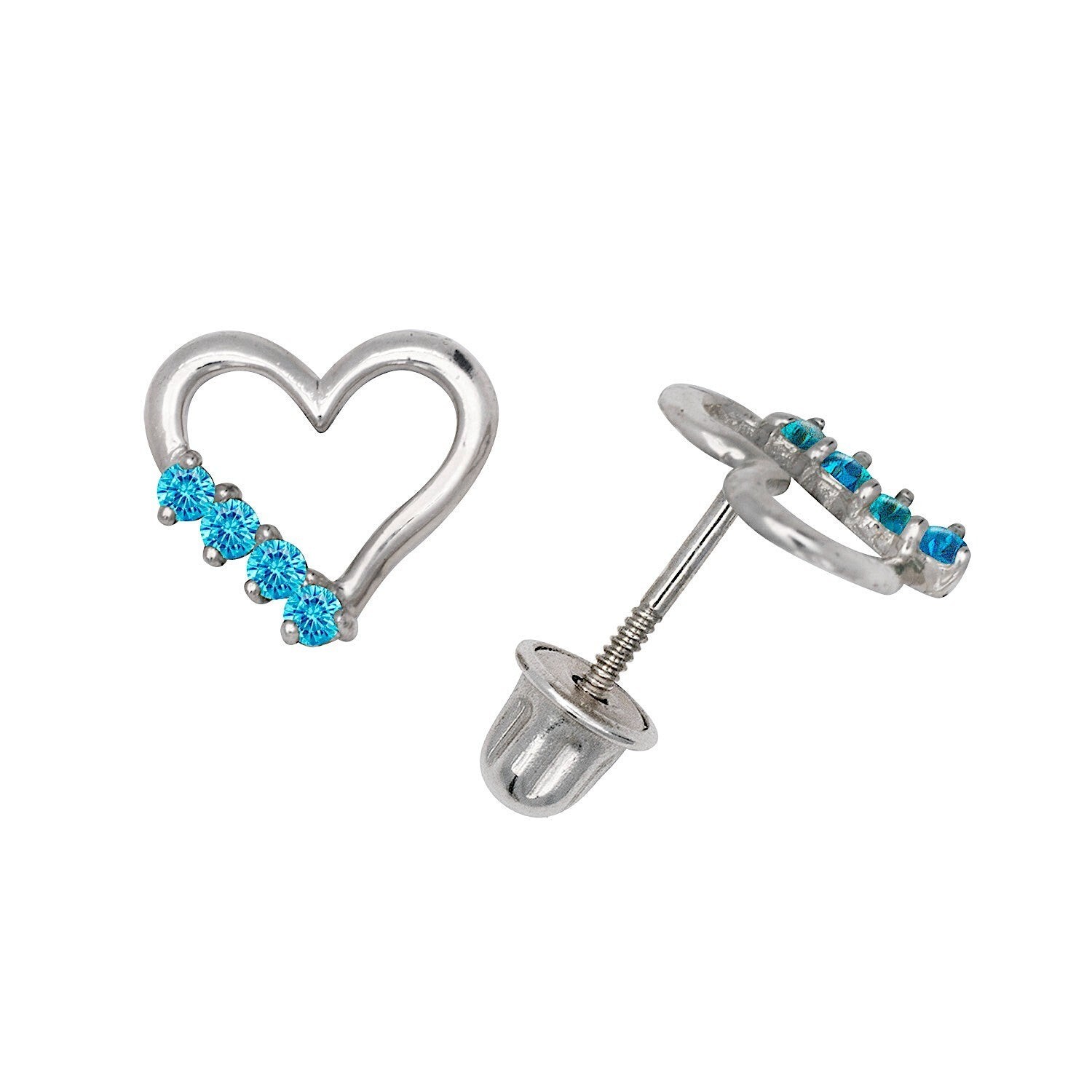 14K Yellow & White Gold Elegant Heart Shaped CZ Stud Earrings for Women