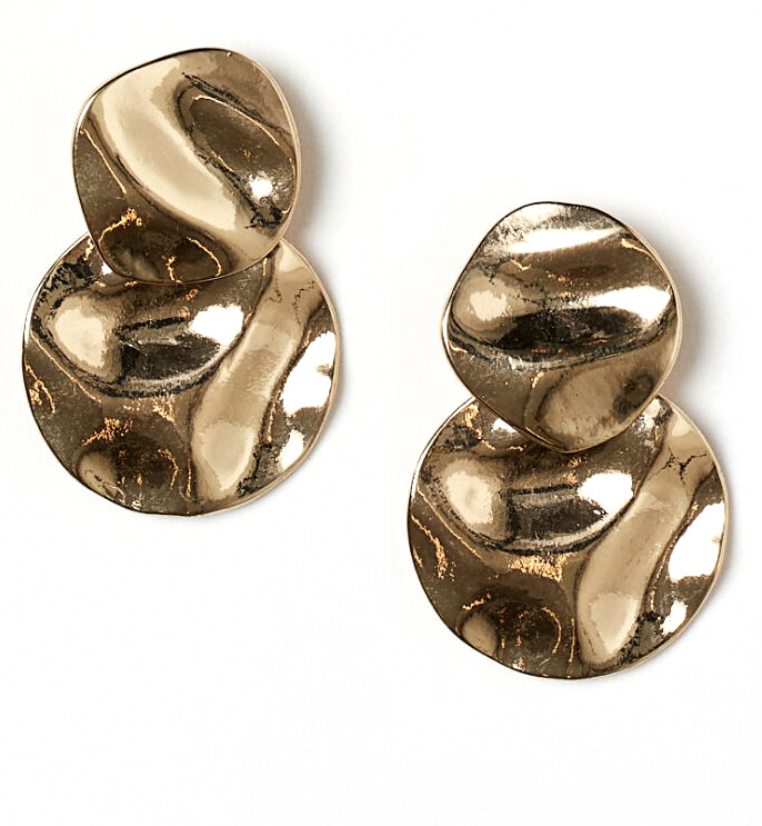 3.5cm DROP EARRINGS Lightweight Metal Wavy GOLD Tone Pendant