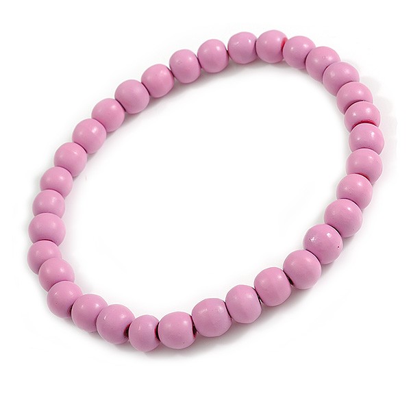 15mm/Unisex/Men/Women Bubble Gum Pink Bead Wood Flex Necklace – 44cm L