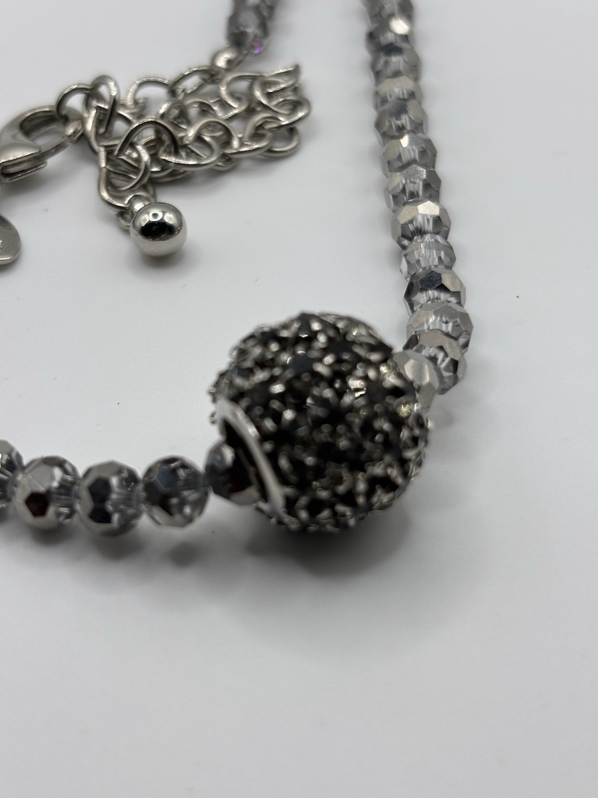 Round CZ Metallic Ball Sphere Charm Beaded 34in