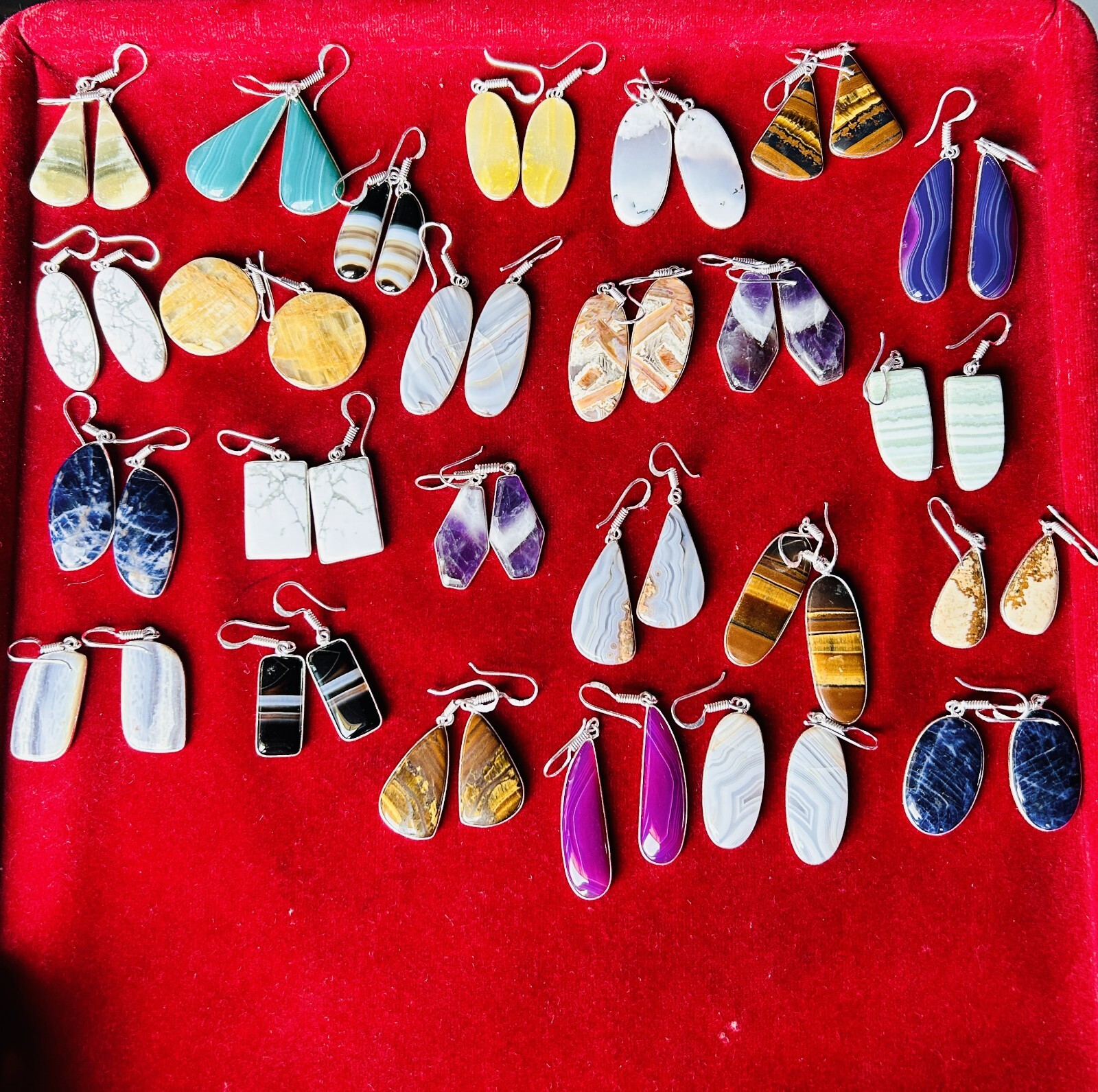 Assorted Gemstone Handmade Bezel Earrings For Women Jewelry Wholesale Lot