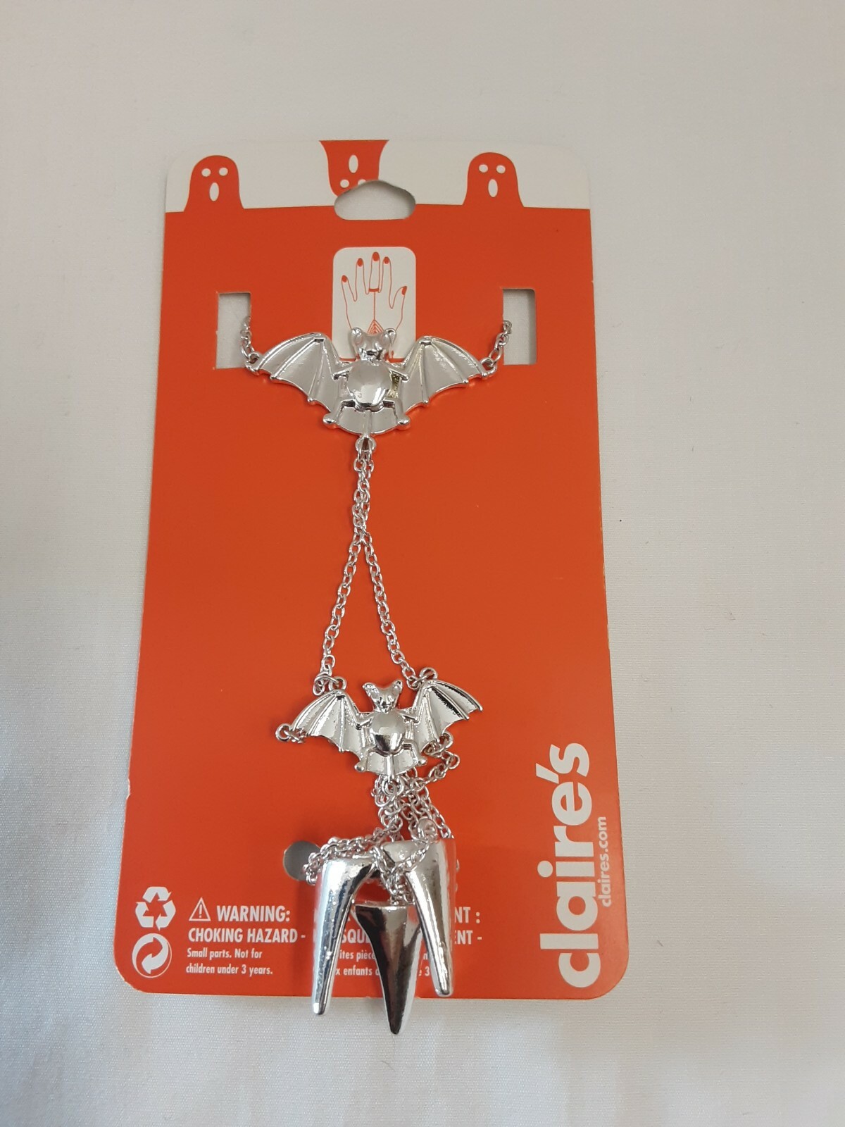 Claire’s Silver Tone Halloween Bat Chain Bracelet & Rings Set BNWT!