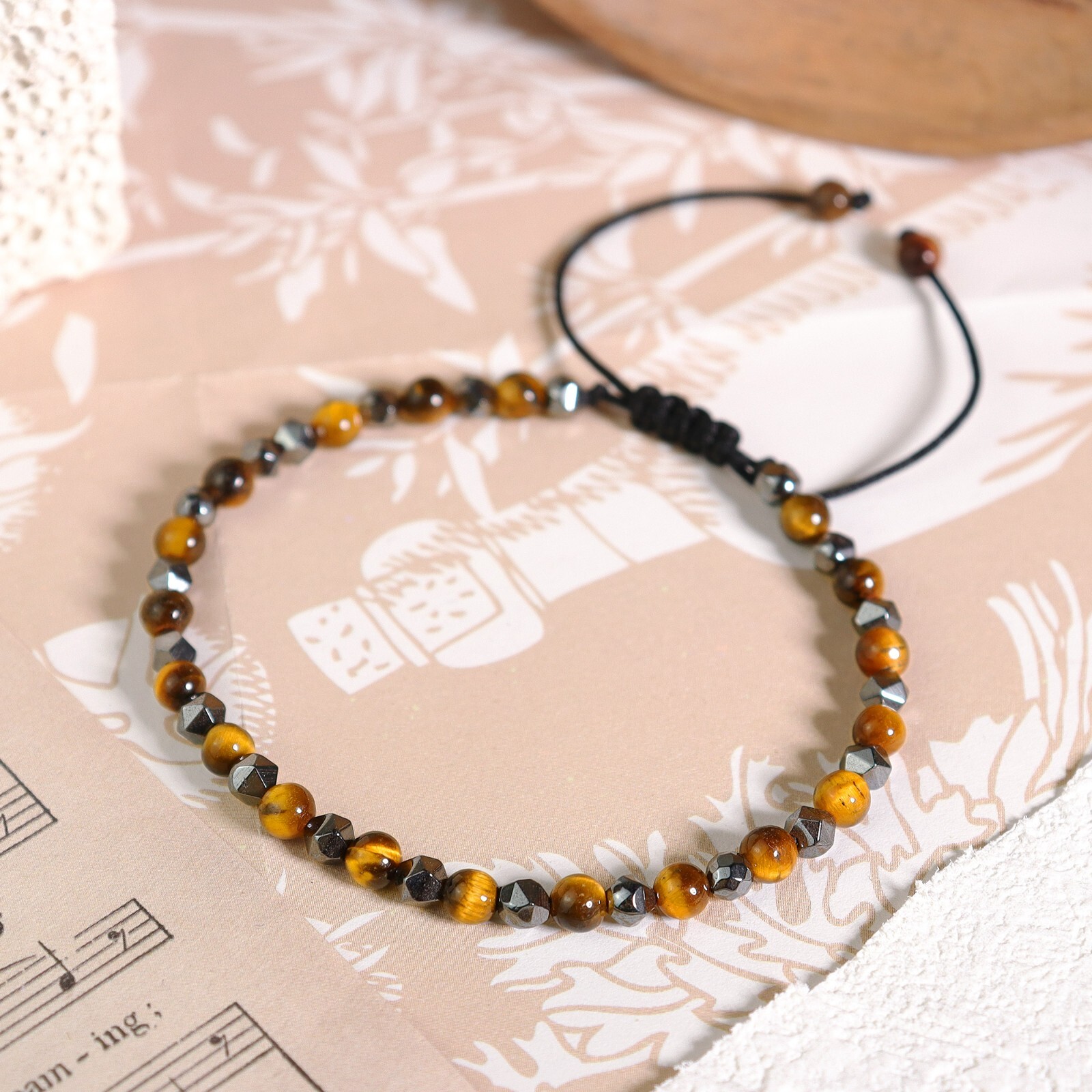Hematite Tiger’s Eye Beads Healing Triple Protection Strength Women Men Bracelet