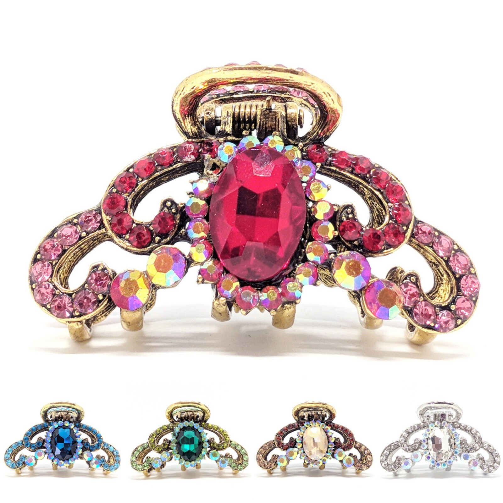 2.5″ Medium Size Elegant Austrian Crystal Metal Bridal hair clip jaw Clamp pins