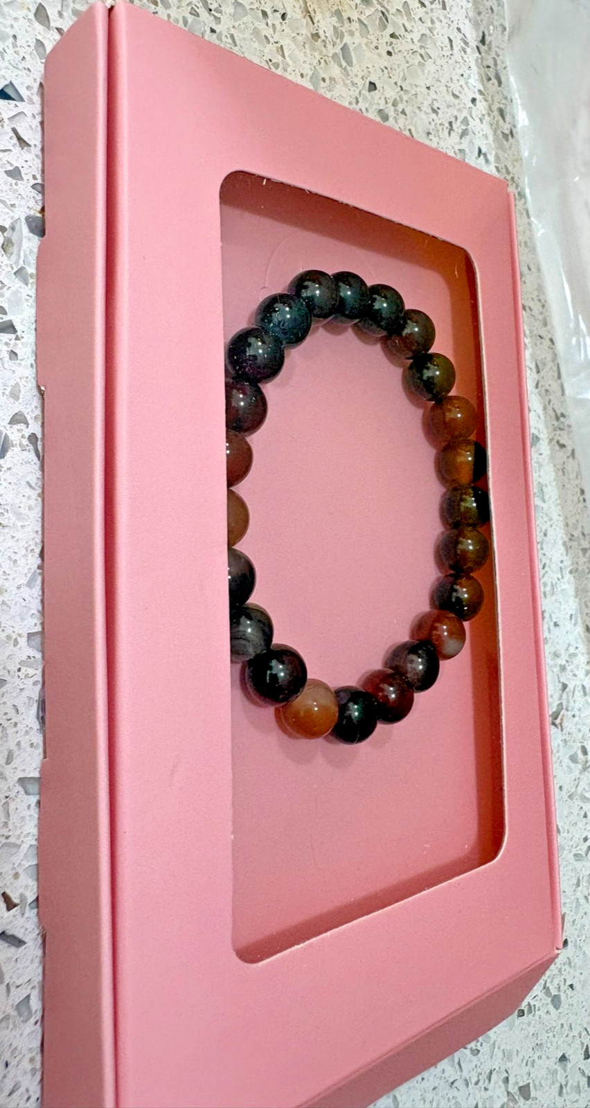 Crystal Ladies Beaded Stretch Bracelet – Red Agate, Passion & Mood
