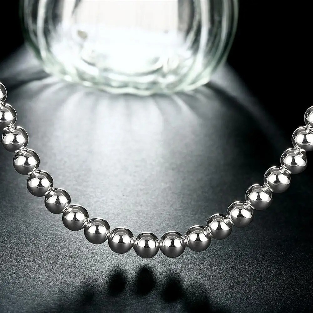 Women’s 925 Sterling Silver solid 10mm Hollow Balls Beads 20 Chain Necklace
