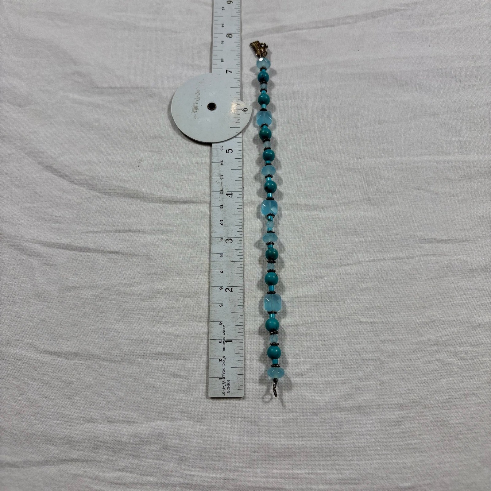 Baroni Designs Turquoise Blue Faceted Bead Charm Bracelet