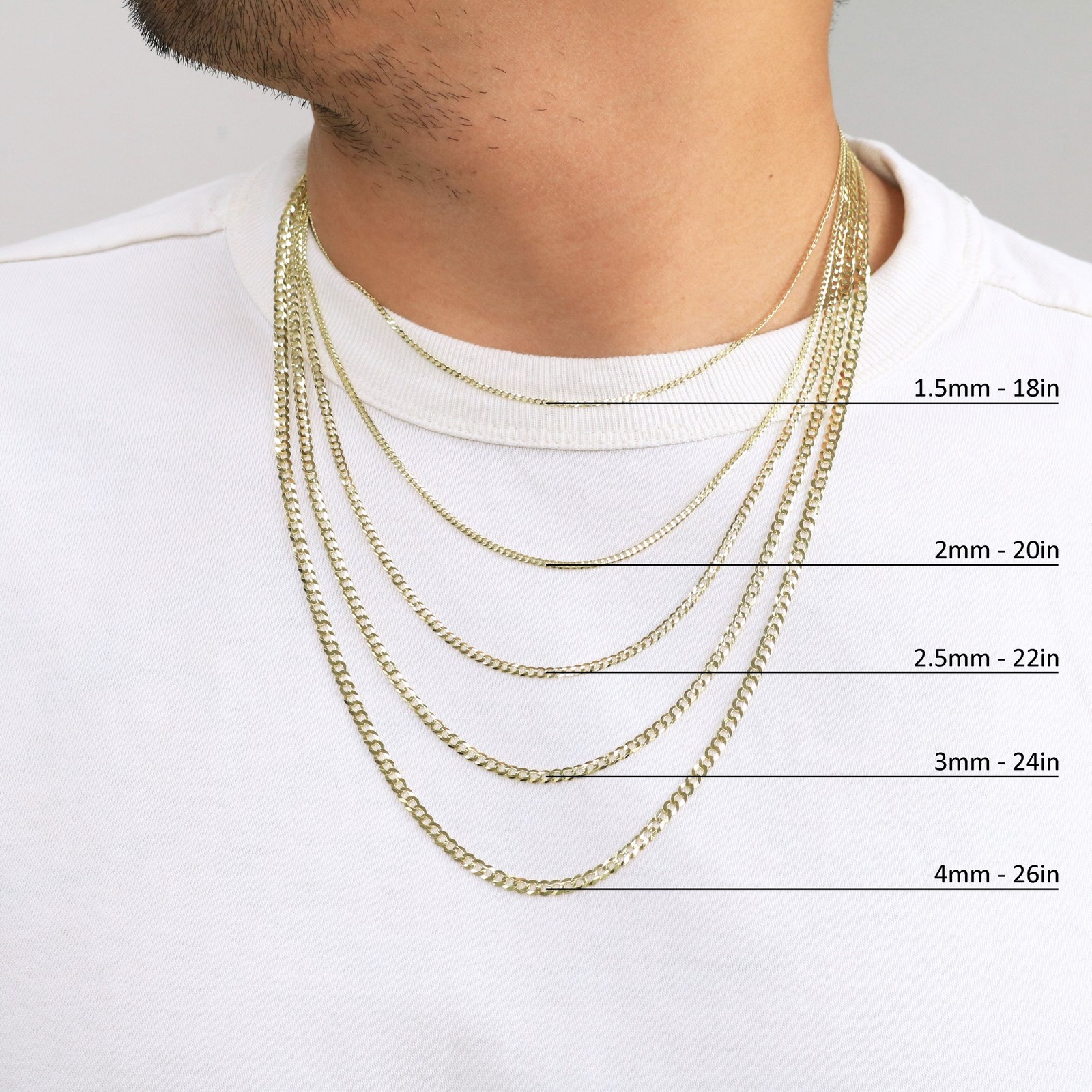 14K Yellow Gold Solid 1.5mm-12mm Cuban Curb Chain Link Pendant Necklace 16″- 30″