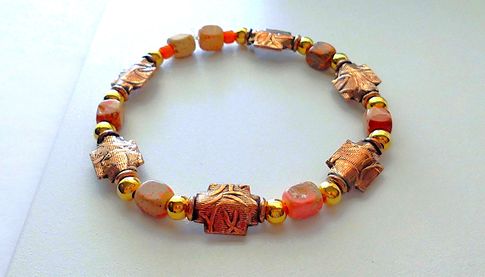 BALI Style ANTIQUED COPPER FLUTED STRETCH [ 7 1/4″ ] BRACELET NEW *USA*