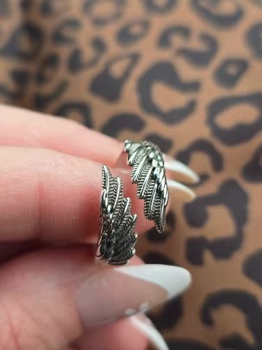 1 Pcs of 925 Sterling Silver Angel Wing Feather Adjustable Ring Wedding Jewelry