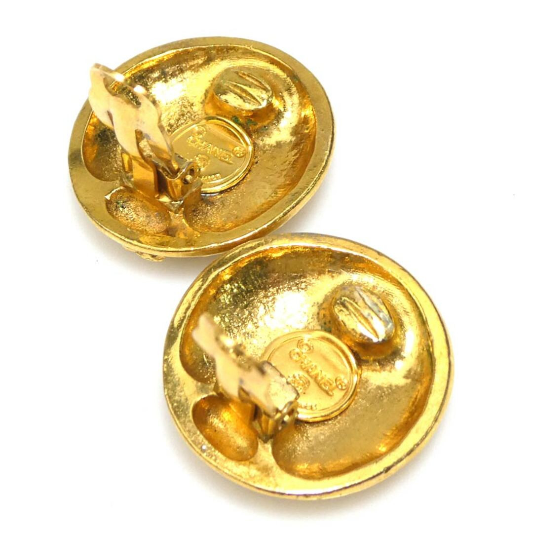 CHANEL Earrings Alphabet Logo Gold Tone Metal Clip-on Stamped Authentic