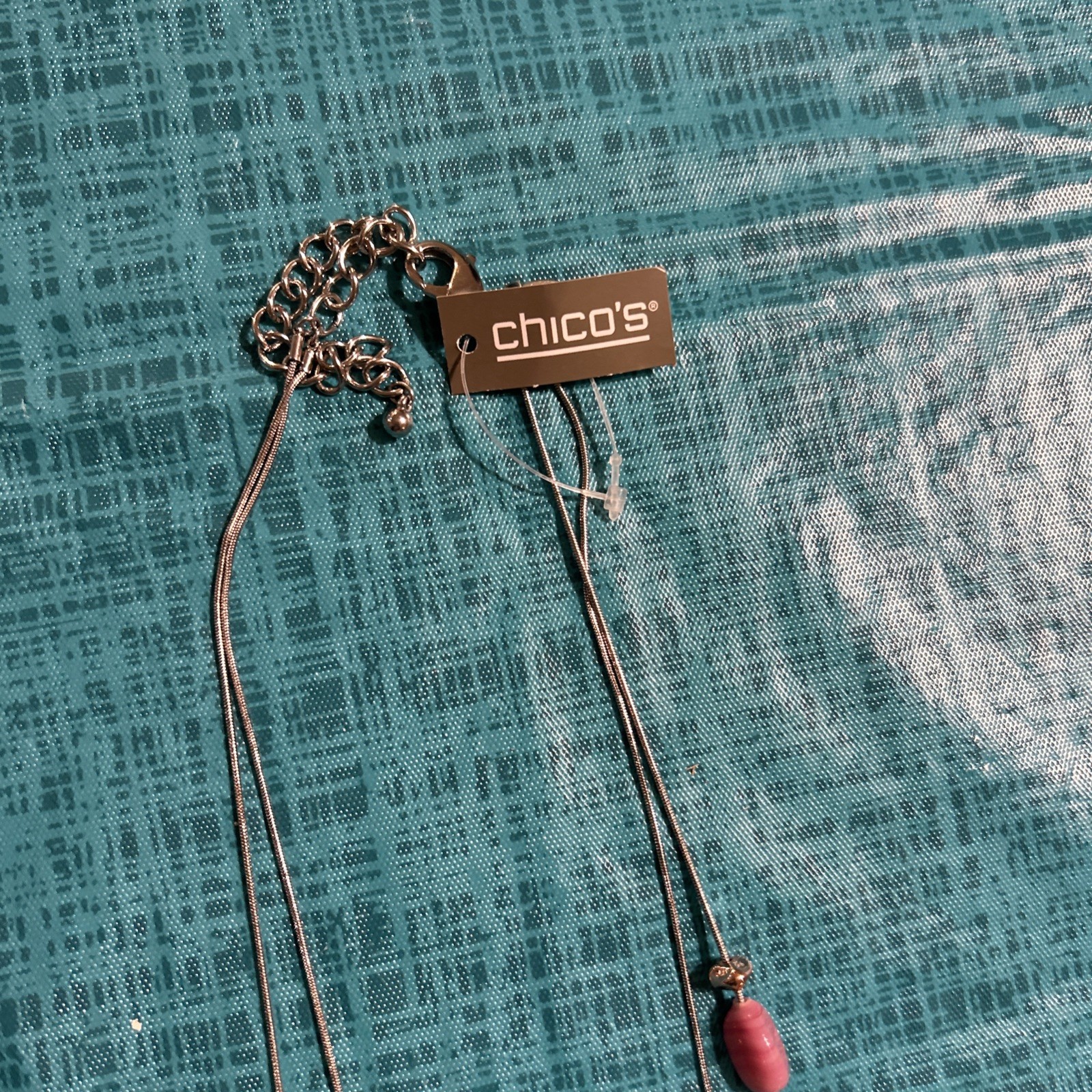 Chicos New NWT Necklaces Multi Strand Beaded, Statement Silver Pink C2