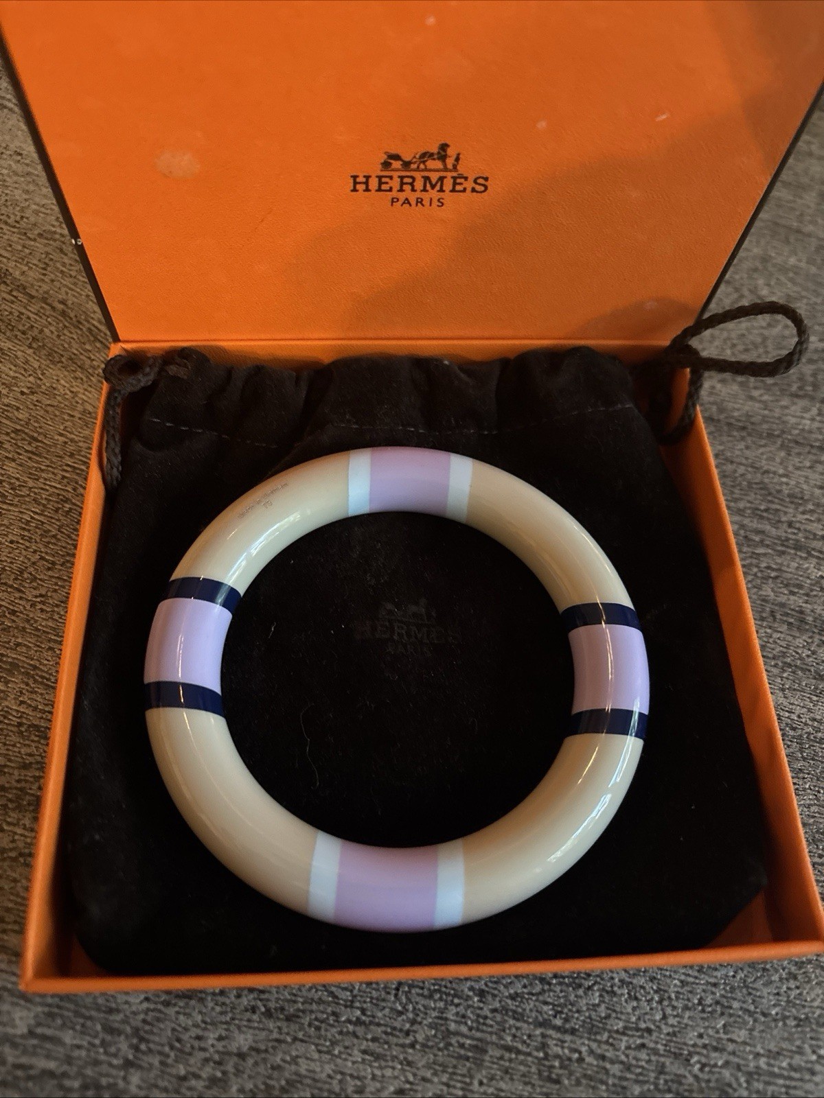 Hermès H Equipe bangle Bracelet lacquered wood with a lavender striped