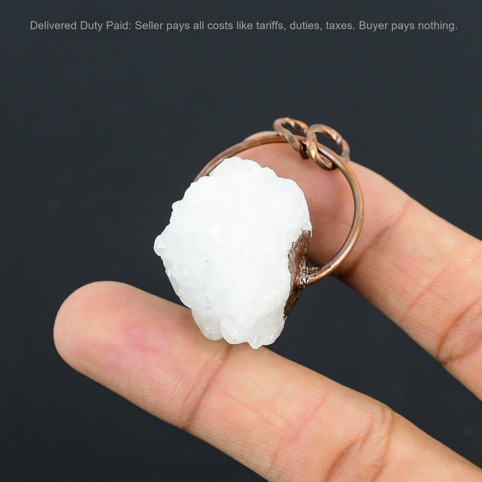 Pentagon Rainbow Moonstone Druzy Stone Copper Electroformed Birthday New Pendant