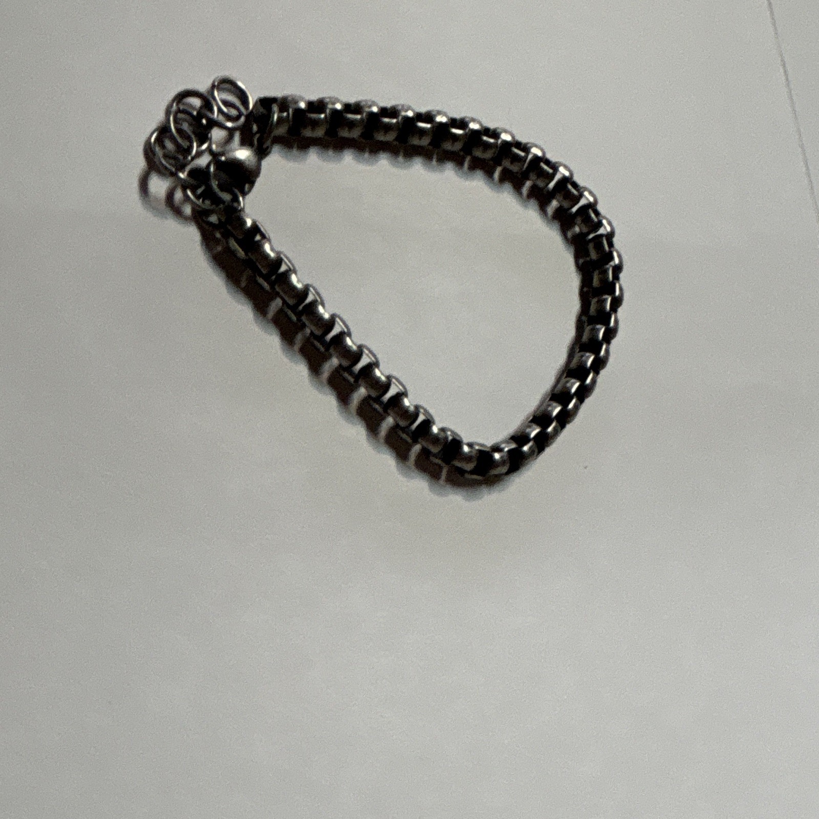 Silver Tone Metal Box Chain Bracelet, Lobster Clasp Closure, No Stone