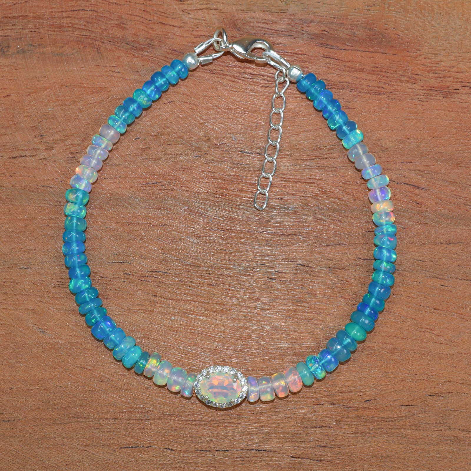 Fire Paraiba Smooth Opal Gemstone Shaded Beads Bracelet, Fire Opal Oval Bracelet