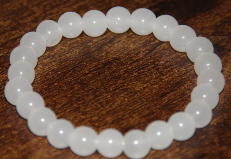 Translucent Hazy White Round Glass Bead Stretch Bracelet Fashion Jewelry Boho