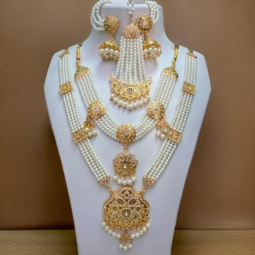 INDIAN BOLLYWOOD BRIDAL CHOKER NECKLACE GOLD PLATED WEDDING PEARL JEWELRY SETS
