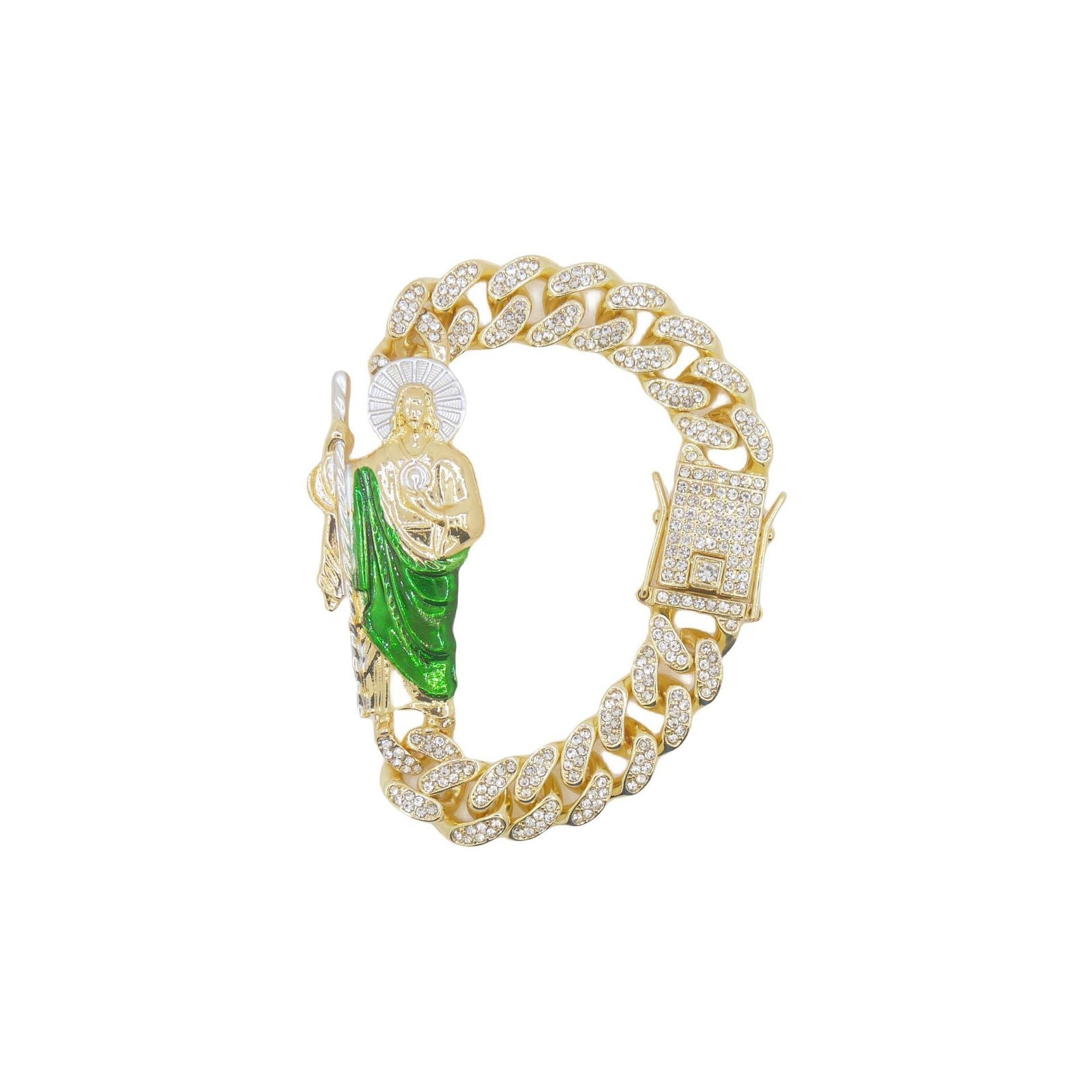 Hip-hop Zinc Alloy Rhinestone Religion St. Jude Patchwork Portrait Bracelet Gift