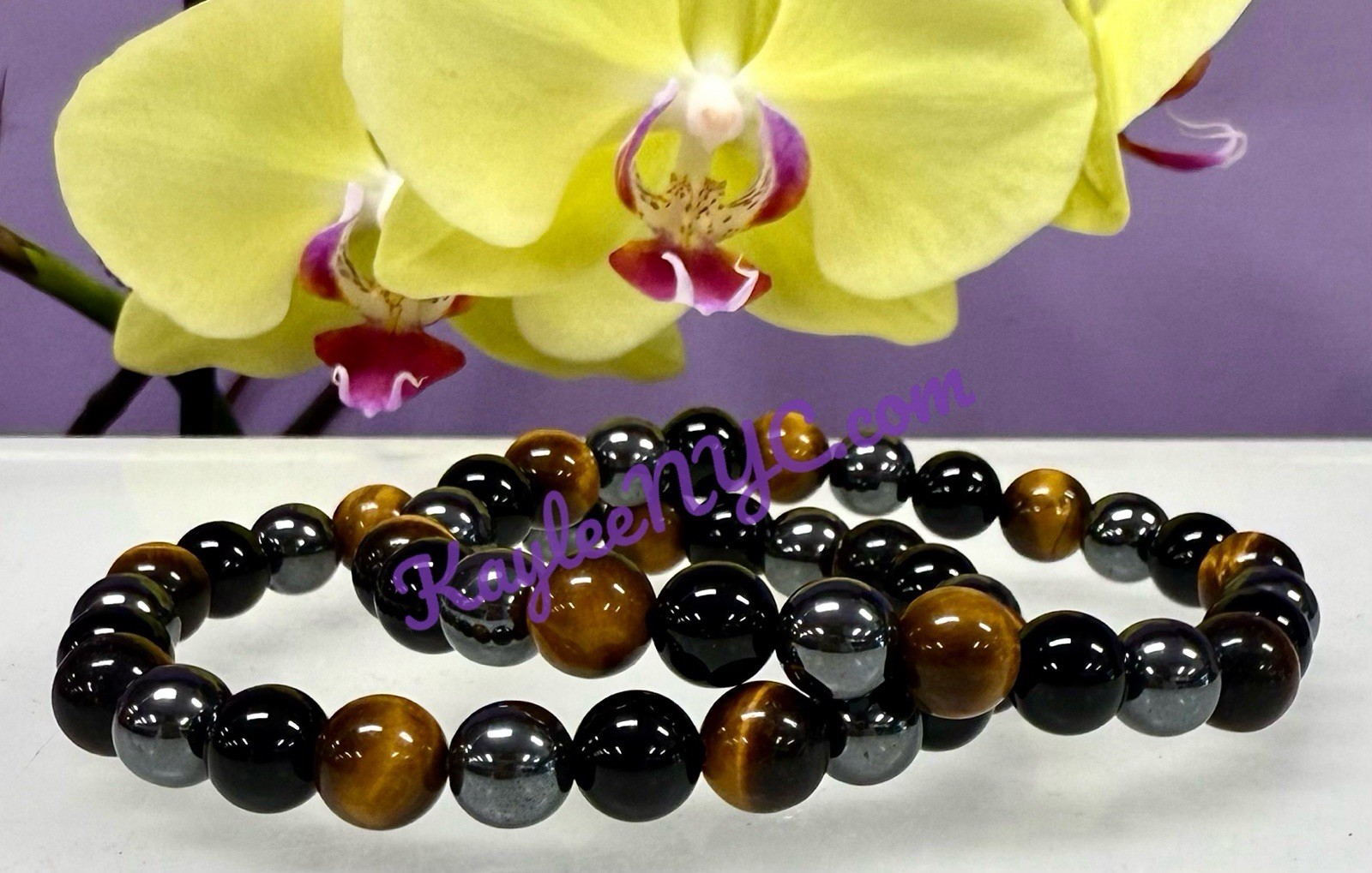 6 Pcs Protection Natural Crystal Healing Stretch Bracelets 8mm 7.5″