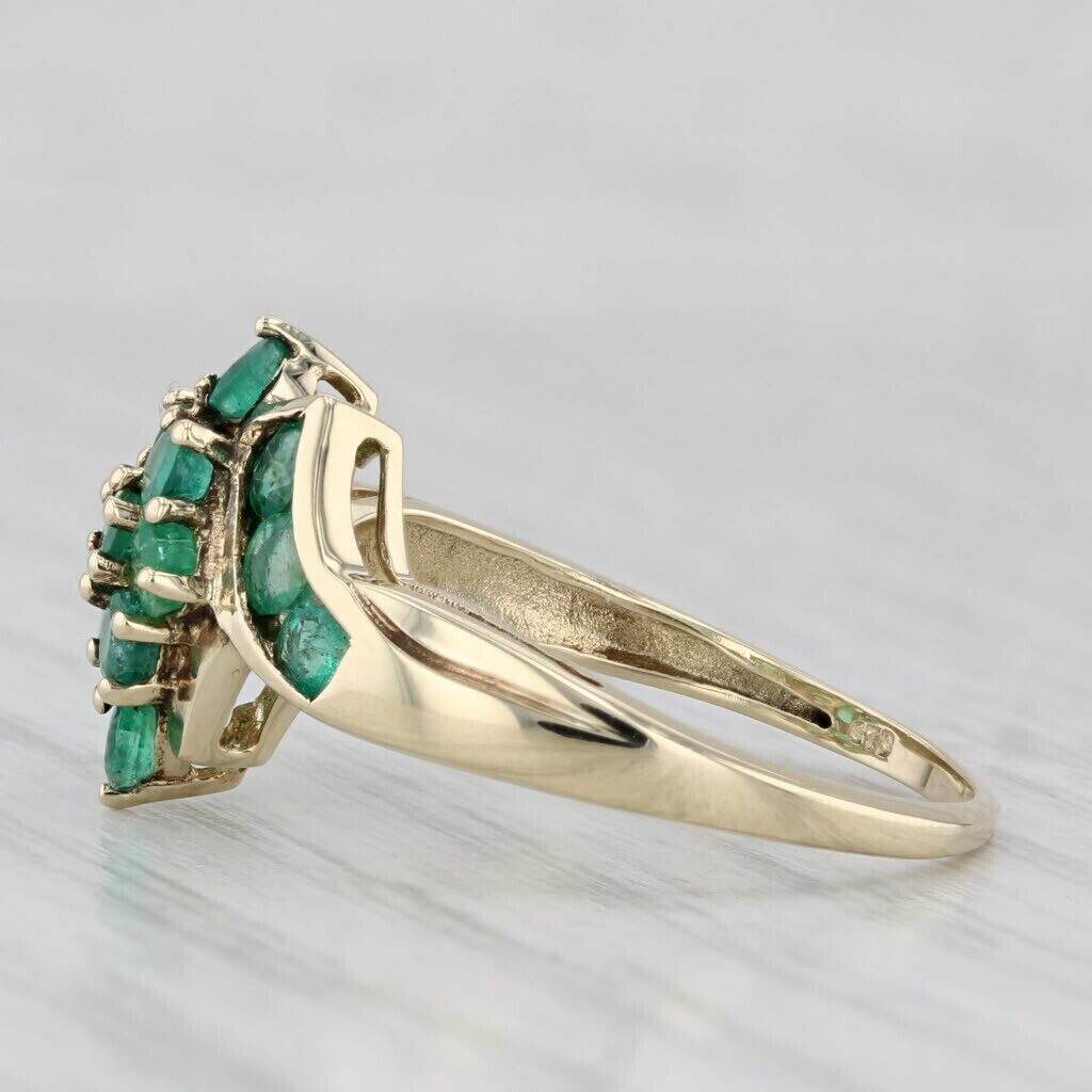 2.50Ct Round Cut Simulated Emerald Engagement Ring 14K Yellow Gold Plated