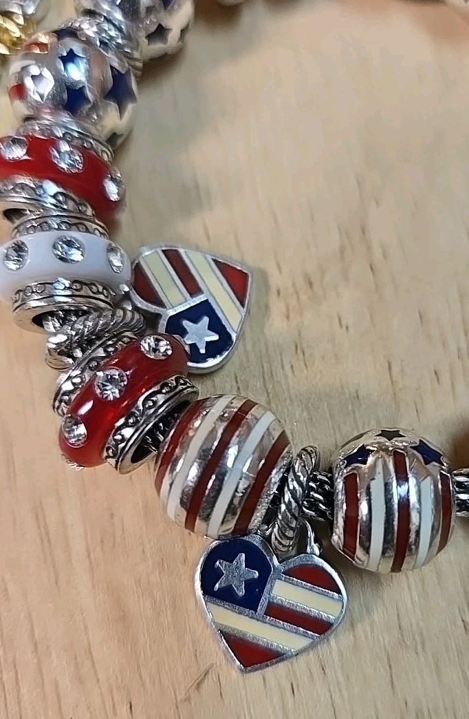 Vintage Brighton Patriotic Charm Bracelet With Sweet Home Alabama Charm