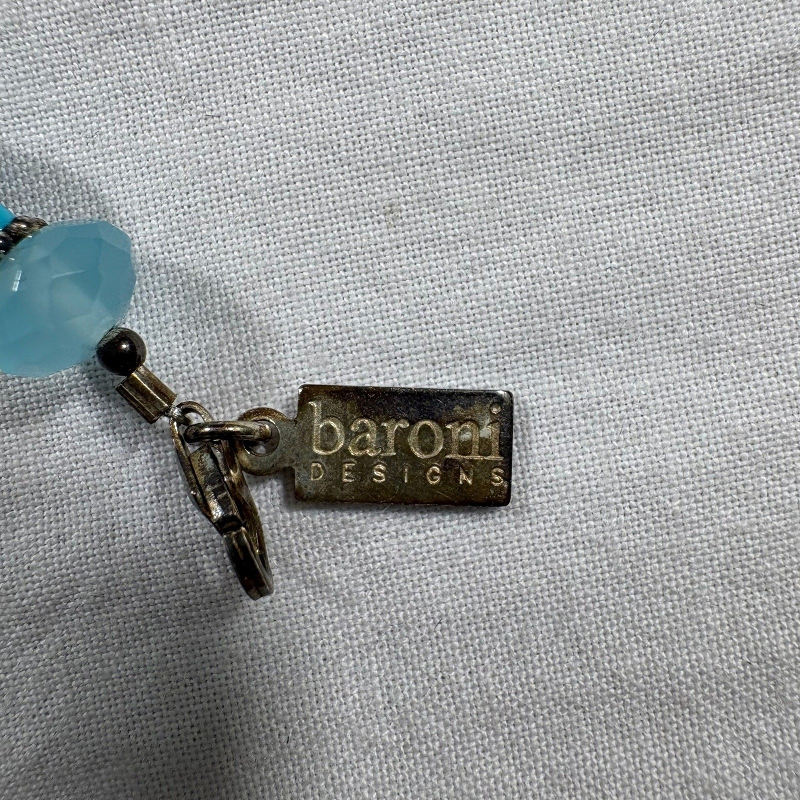 Baroni Designs Turquoise Blue Faceted Bead Charm Bracelet
