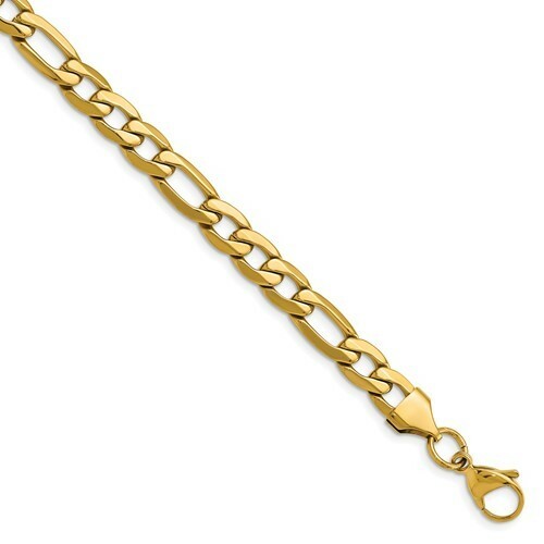 *BRAND NEW* Chisel Polished Yellow IP-plated Figaro Necklace SRN3050-23.5