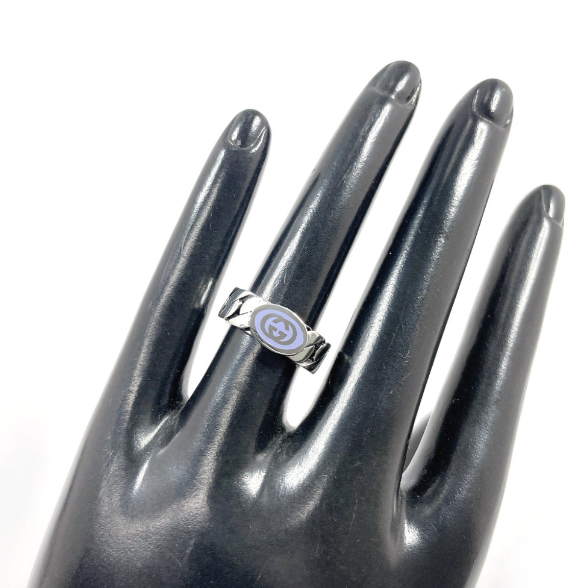 GUCCI Ring Interlocking G Silver925/enamel Silver/Light purple US 5(US Size)